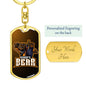 Kungfu Bear Keychain Dog Tag Stainless Steel or 18k Gold-Express Your Love Gifts