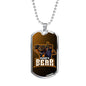 Kungfu Bear Necklace Stainless Steel or 18k Gold Dog Tag 24" Chain-Express Your Love Gifts