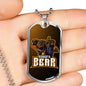 Kungfu Bear Necklace Stainless Steel or 18k Gold Dog Tag 24" Chain-Express Your Love Gifts