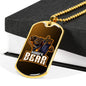 Kungfu Bear Necklace Stainless Steel or 18k Gold Dog Tag 24" Chain-Express Your Love Gifts
