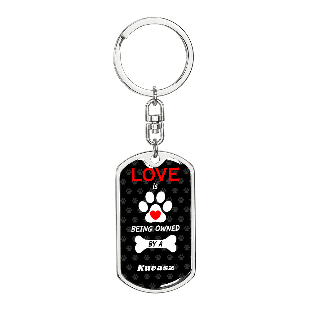 Kuvasz Keychain Stainless Steel or 18k Gold Dog Tag Keyring-Express Your Love Gifts