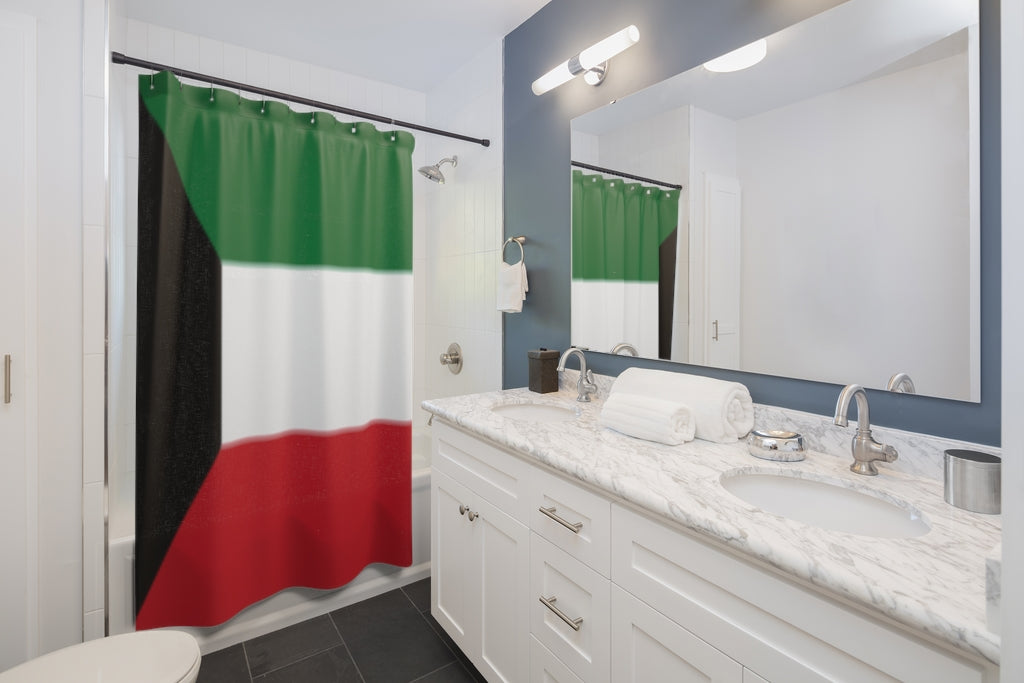 Kuwait Flag Stylish Design 71" x 74" Elegant Waterproof Shower Curtain for a Spa-like Bathroom Paradise Exceptional Craftsmanship-Express Your Love Gifts