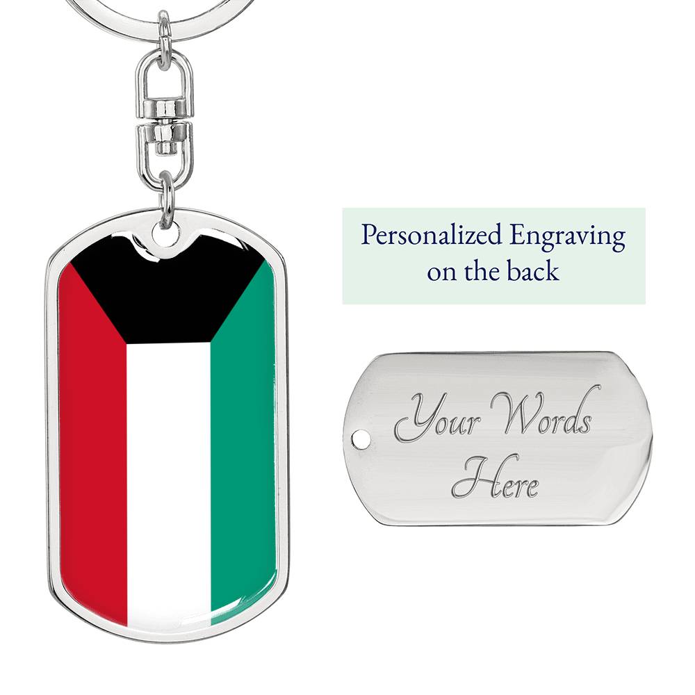 Kuwait Keychain Dog Tag Stainless Steel or 18k Gold-Express Your Love Gifts