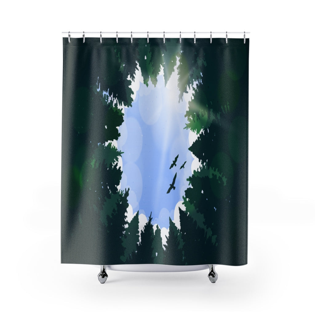 Landscape Tall Trees Stylish Design 71" x 74" Elegant Waterproof Shower Curtain for a Spa-like Bathroom Paradise Exceptional Craftsmanship-Express Your Love Gifts