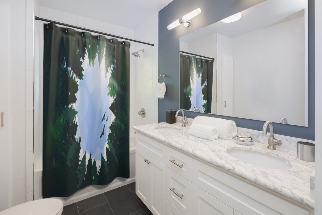 Landscape Tall Trees Stylish Design 71" x 74" Elegant Waterproof Shower Curtain for a Spa-like Bathroom Paradise Exceptional Craftsmanship-Express Your Love Gifts
