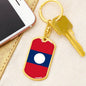 Laos Flag Keychain Dog Tag Stainless Steel or 18k Gold-Express Your Love Gifts