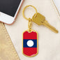 Laos Flag Keychain Dog Tag Stainless Steel or 18k Gold-Express Your Love Gifts