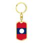 Laos Flag Keychain Dog Tag Stainless Steel or 18k Gold-Express Your Love Gifts