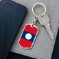 Laos Flag Keychain Dog Tag Stainless Steel or 18k Gold-Express Your Love Gifts