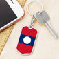 Laos Flag Keychain Dog Tag Stainless Steel or 18k Gold-Express Your Love Gifts