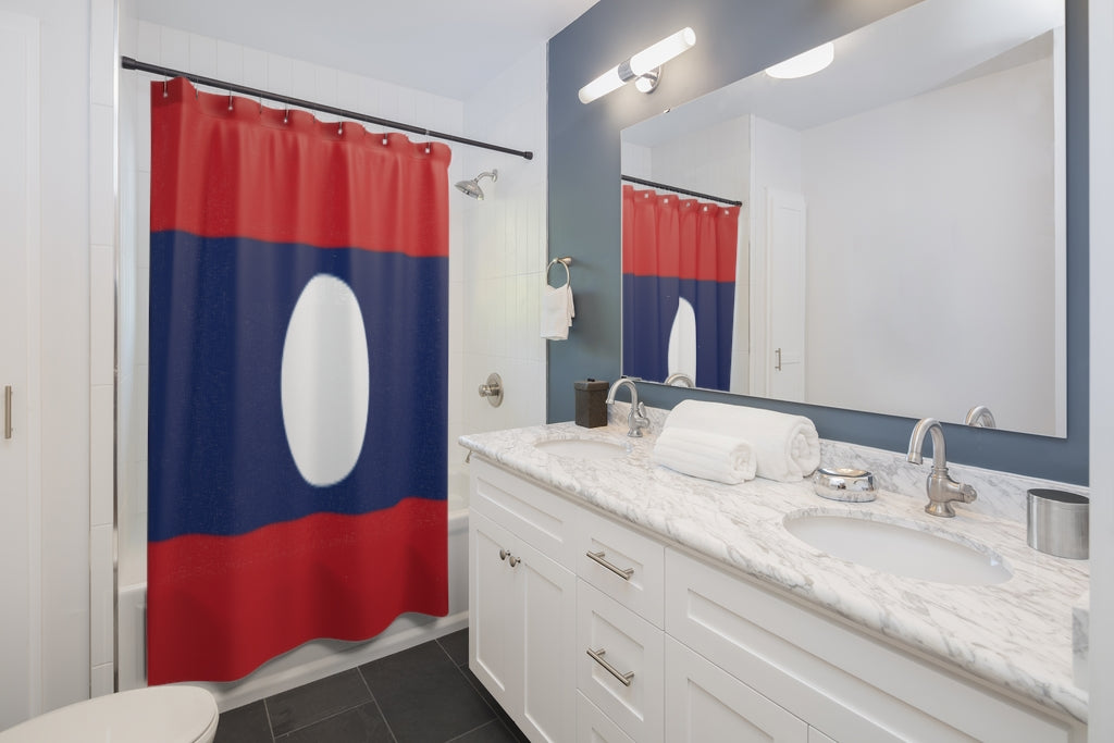 Laos Flag Stylish Design 71" x 74" Elegant Waterproof Shower Curtain for a Spa-like Bathroom Paradise Exceptional Craftsmanship-Express Your Love Gifts