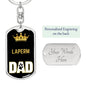 Laperm Cat Dad King Keychain Stainless Steel or 18k Gold-Express Your Love Gifts