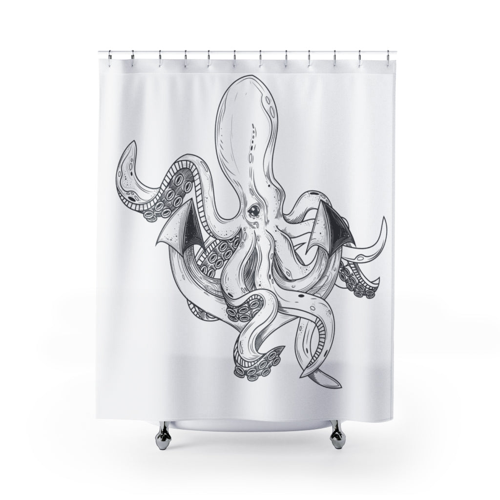 Large Octopus Black Stylish Design 71" x 74" Elegant Waterproof Shower Curtain for a Spa-like Bathroom Paradise Exceptional Craftsmanship-Express Your Love Gifts