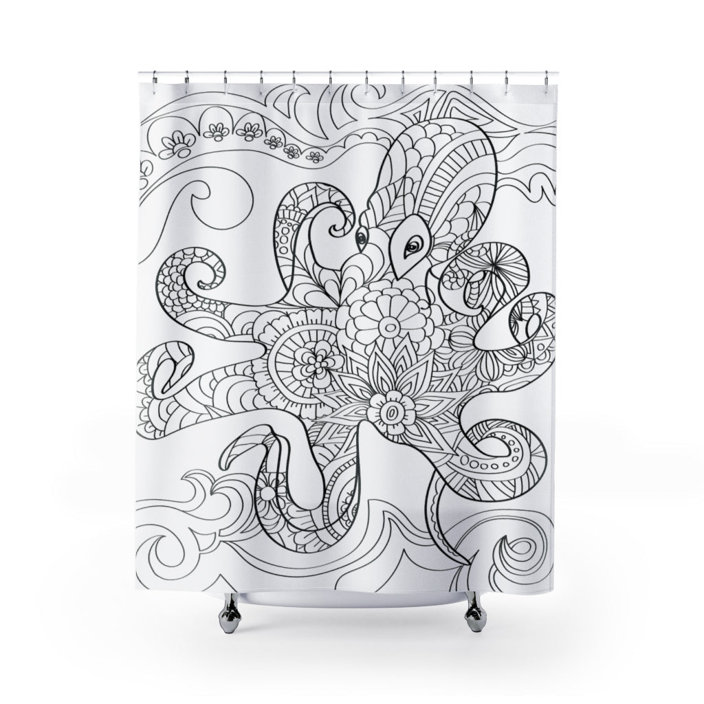 Large Smart Octopus Stylish Design 71" x 74" Elegant Waterproof Shower Curtain for a Spa-like Bathroom Paradise Exceptional Craftsmanship-Express Your Love Gifts