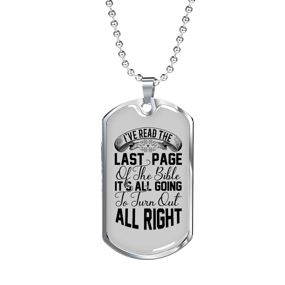 Last Page Turn Right Christian Necklace Stainless Steel or 18k Gold Dog Tag 24" Chain-Express Your Love Gifts
