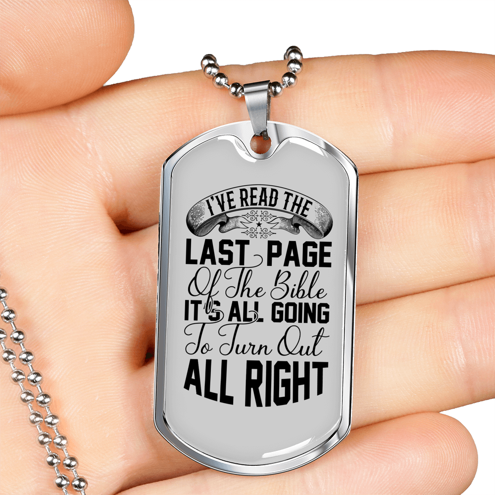 Last Page Turn Right Christian Necklace Stainless Steel or 18k Gold Dog Tag 24" Chain-Express Your Love Gifts