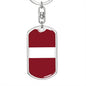 Latvia Flag Keychain Dog Tag Stainless Steel or 18k Gold-Express Your Love Gifts