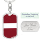 Latvia Flag Keychain Dog Tag Stainless Steel or 18k Gold-Express Your Love Gifts
