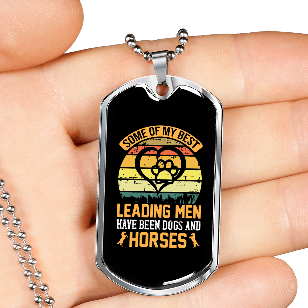 Leading Men Yellow Necklace Stainless Steel or 18k Gold Dog Tag 24" Chain-Express Your Love Gifts