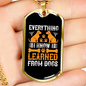 Learned From Dogs Yellow Necklace Stainless Steel or 18k Gold Dog Tag 24" Chain-Express Your Love Gifts