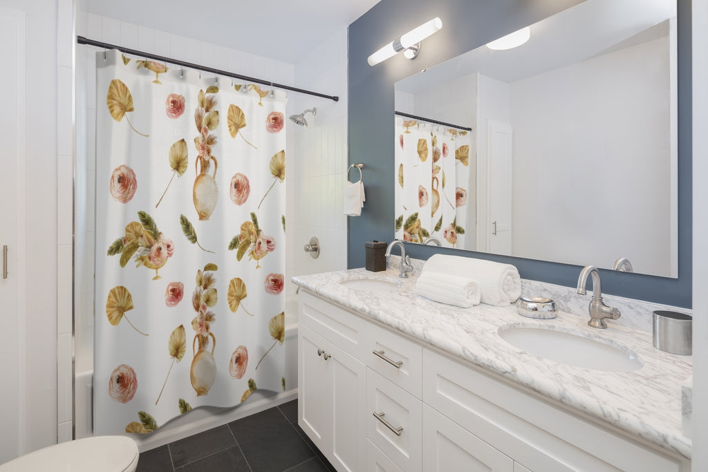 Leaves Boho Flowers Stylish Design 71" x 74" Elegant Waterproof Shower Curtain for a Spa-like Bathroom Paradise Exceptional Craftsmanship-Express Your Love Gifts