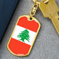 Lebanon Flag Keychain Dog Tag Stainless Steel or 18k Gold-Express Your Love Gifts
