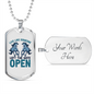 Left The Gate Open Horse Necklace Stainless Steel or 18k Gold Dog Tag 24" Chain-Express Your Love Gifts