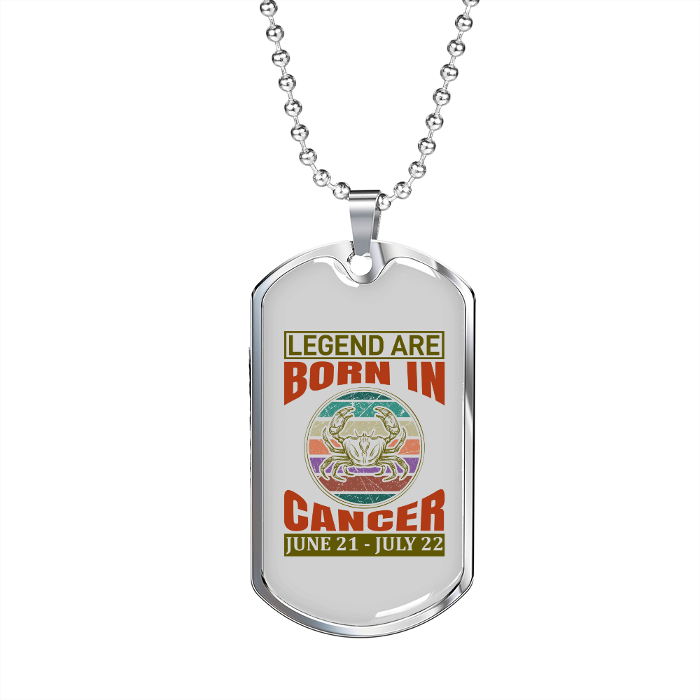 Legend Are Born in Cancer Zodiac Necklace Stainless Steel or 18k Gold Dog Tag 24" Chain-Express Your Love Gifts