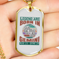 Legend Are Born in Gemini Zodiac Necklace Stainless Steel or 18k Gold Dog Tag 24" Chain-Express Your Love Gifts