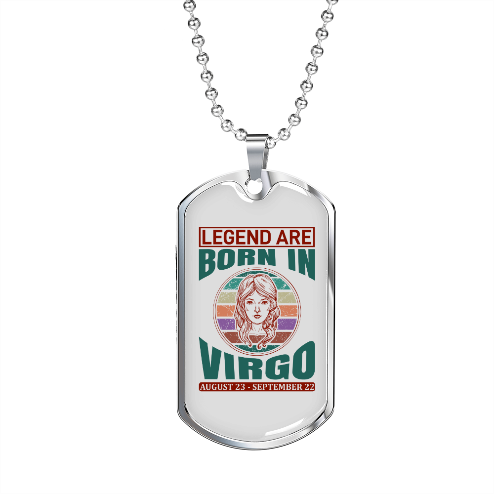 Legend Are Born in Virgo Zodiac Necklace Stainless Steel or 18k Gold Dog Tag 24" Chain-Express Your Love Gifts