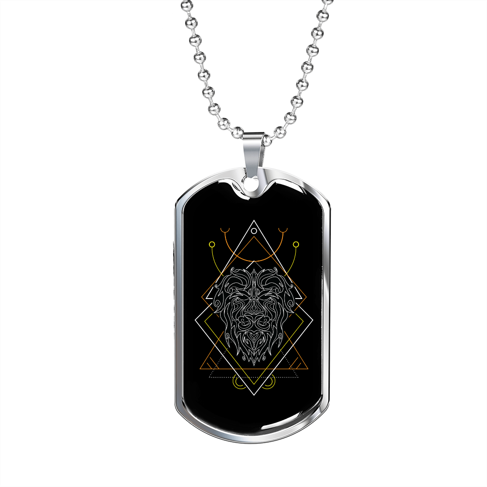 Leo Black Zodiac Necklace Stainless Steel or 18k Gold Dog Tag 24" Chain-Express Your Love Gifts