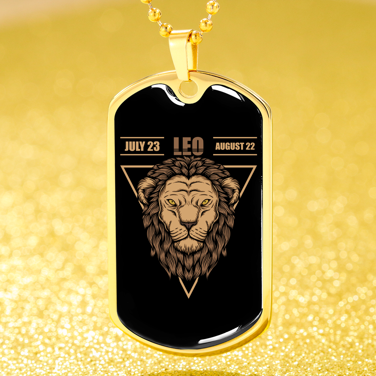 Leo Dog Tag Astrology Zodiac Sign Stainless Steel or 18k Gold 24" Chain-Express Your Love Gifts