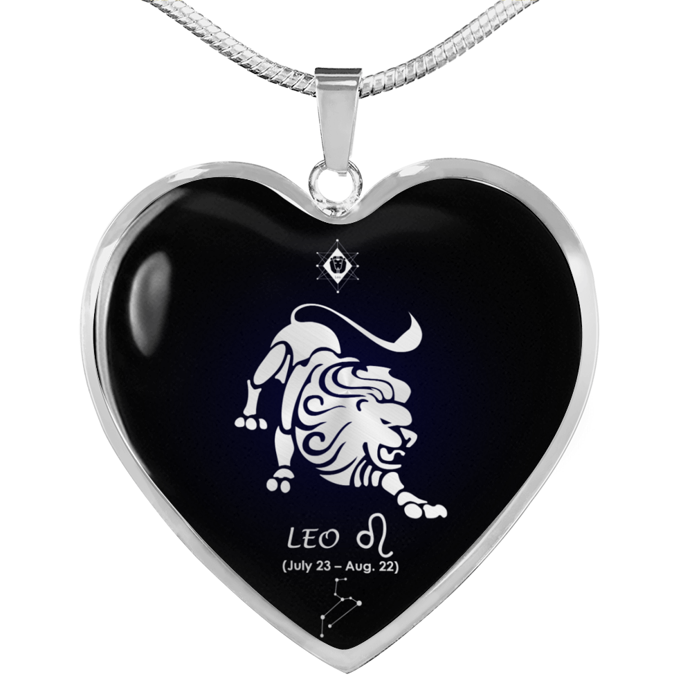 Leo Horoscope Zodiac Necklace Stainless Steel or 18k Gold Heart 18-22"-Express Your Love Gifts
