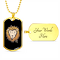 Leo Lion Zodiac Sign Zodiac Necklace Stainless Steel or 18k Gold Dog Tag 24" Chain-Express Your Love Gifts