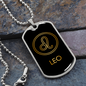 Leo Zodiac Necklace Stainless Steel or 18k Gold Dog Tag 24" Chain-Express Your Love Gifts