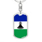 Lesotho Flag Keychain Dog Tag Stainless Steel or 18k Gold-Express Your Love Gifts
