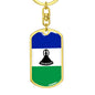 Lesotho Flag Keychain Dog Tag Stainless Steel or 18k Gold-Express Your Love Gifts