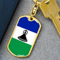 Lesotho Flag Keychain Dog Tag Stainless Steel or 18k Gold-Express Your Love Gifts