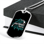 Less People More Pups Green Necklace Stainless Steel or 18k Gold Dog Tag 24" Chain-Express Your Love Gifts