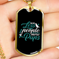 Less People More Pups Green Necklace Stainless Steel or 18k Gold Dog Tag 24" Chain-Express Your Love Gifts