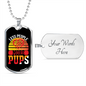 Less People More Pups Necklace Stainless Steel or 18k Gold Dog Tag 24" Chain-Express Your Love Gifts