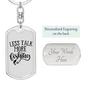 Less Talk More Fishing Keychain Stainless Steel or 18k Gold Dog Tag Keyring-Express Your Love Gifts