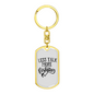 Less Talk More Fishing Keychain Stainless Steel or 18k Gold Dog Tag Keyring-Express Your Love Gifts