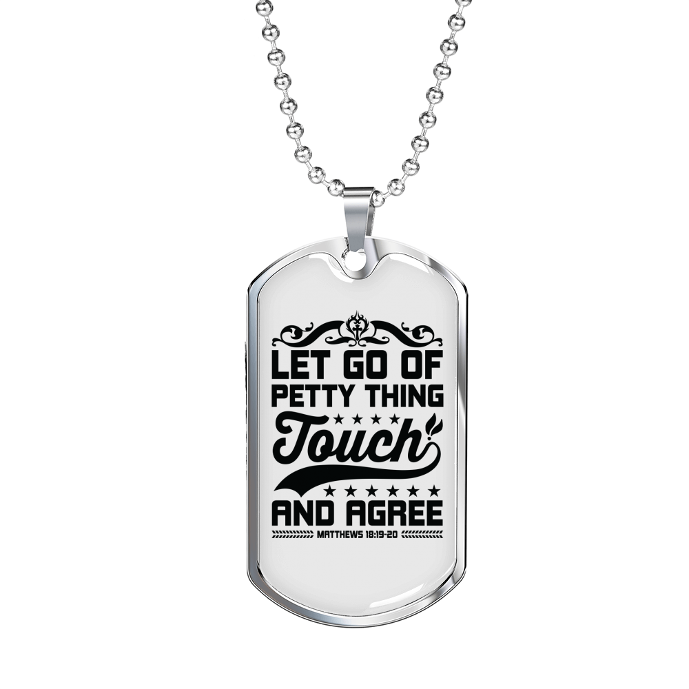 Let Go Black Christian Necklace Stainless Steel or 18k Gold Dog Tag 24" Chain-Express Your Love Gifts