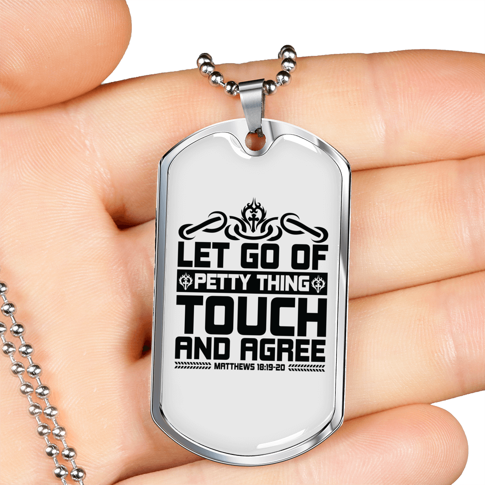 Let Go Of Petty Thing Christian Necklace Stainless Steel or 18k Gold Dog Tag 24" Chain-Express Your Love Gifts