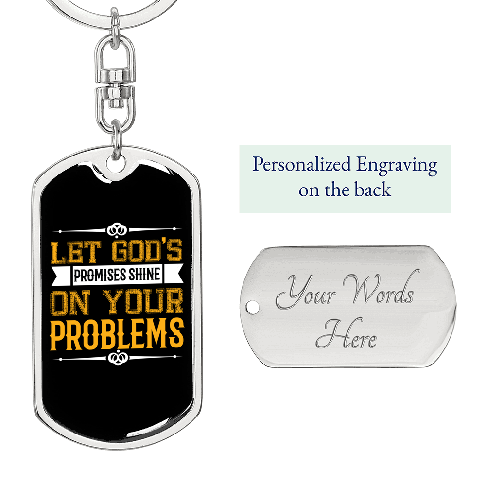 Let God'S Promises Shine Keychain Stainless Steel or 18k Gold Dog Tag Keyring-Express Your Love Gifts