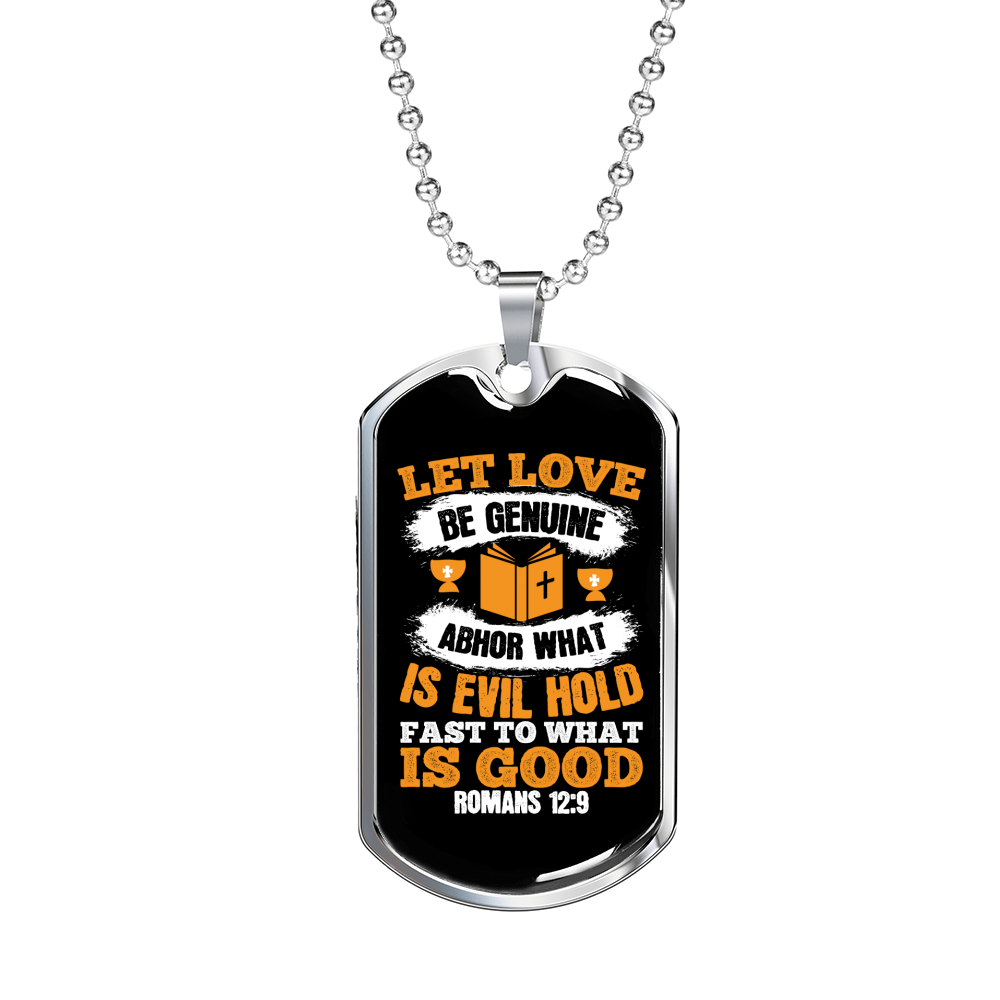 Let Love Christian Necklace Stainless Steel or 18k Gold Dog Tag 24" Chain-Express Your Love Gifts