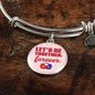 Let'S Be Together Forever Circle Pendant Bangle Stainless Steel or 18k Gold 18-22"-Express Your Love Gifts