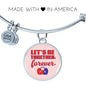 Let'S Be Together Forever Circle Pendant Bangle Stainless Steel or 18k Gold 18-22"-Express Your Love Gifts