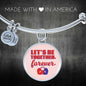 Let'S Be Together Forever Circle Pendant Bangle Stainless Steel or 18k Gold 18-22"-Express Your Love Gifts